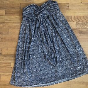 Express Black & Gold Metallic Dots Babydoll Dress